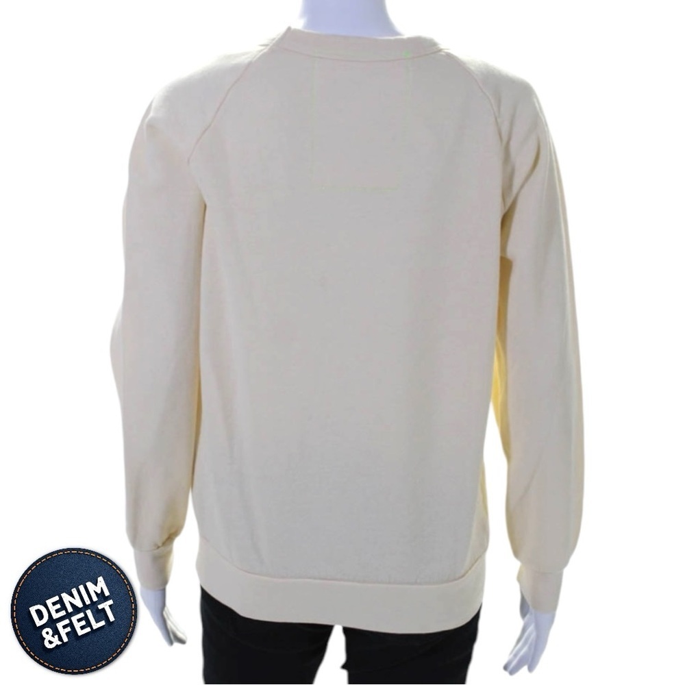 Aviator Nation Vintage White Smiley Face Crewneck Sweatshirt XS Athleisure‎ - Picture 4 of 13